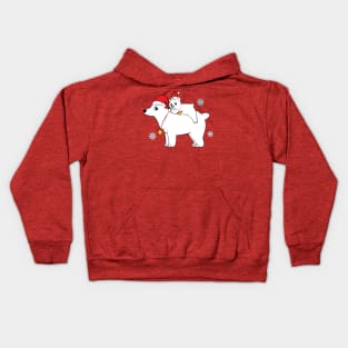 Mama Polar Bear and Baby Bear at Christmas Kids Hoodie